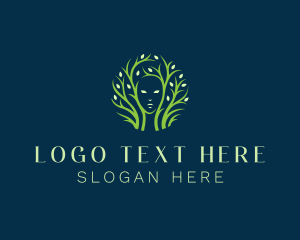 Vegan - Human Face Tree Wellness logo design