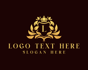 Leaves - Elegant Crown Shield logo design