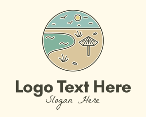 Seaside - Summer Beach Umbrella logo design