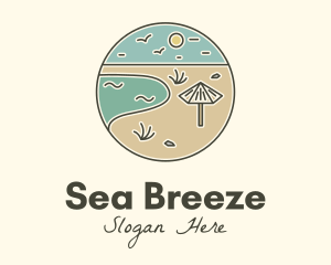 Coastline - Summer Beach Umbrella logo design