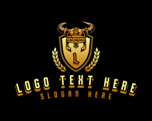 Emblem - Viking Helmet Shield logo design