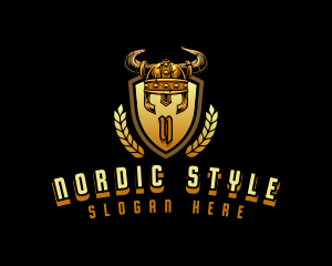 Viking Helmet Shield logo design