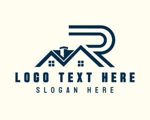 Gold - House Residential Letter R logo design