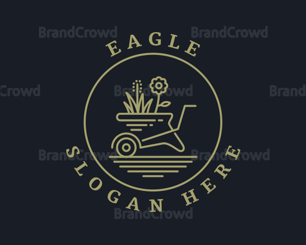 Flower Grass Wheelbarrow Logo