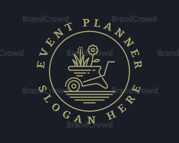 Flower Grass Wheelbarrow Logo