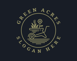 Flower Grass Wheelbarrow logo design