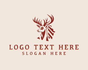 Map - Buck Antler Deer logo design