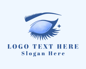 Female - Blue Eyeshadow Eyelashes logo design