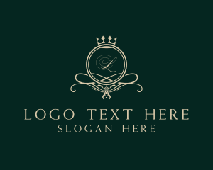 Beige - Signature Script Crown Boutique logo design