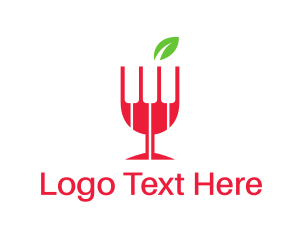 Food And Wine - Wine Piano Keys logo design