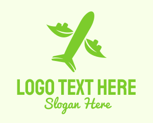Flight - Green Eco Plane logo design