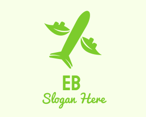 Aeroplane - Green Eco Plane logo design