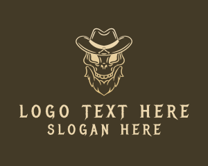Dangerous - Skull Cowboy Beard logo design