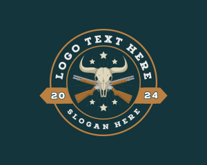 Ox - Western Bull Skull Shotgun logo design