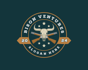 Western Bull Skull Shotgun  logo design