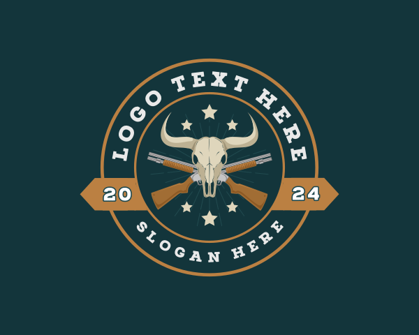 Horns - Western Bull Skull Shotgun logo design