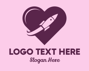 Romantic - Purple Rocket Love logo design