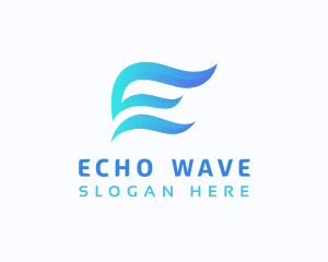 Water Wave Letter E logo design