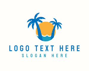 Waves - Tropical Sunset Beach logo design