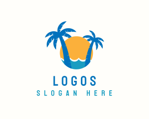 Vacation - Tropical Sunset Beach logo design