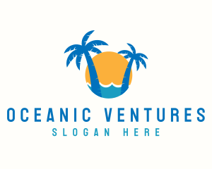 Tropical Sunset Beach logo design