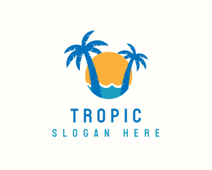 Tropical Sunset Beach logo design