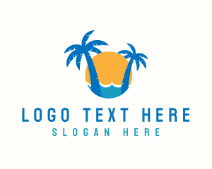 Tropical - Tropical Sunset Beach logo design