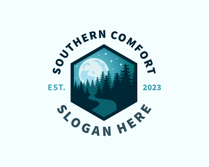 South - Moon Night Forest Path logo design