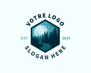 Space - Moon Night Forest Path logo design