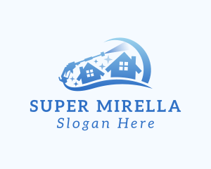 Blue - Pressure Washing Home Cleaning logo design