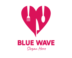 Pink Heart Utensil Restaurant logo design