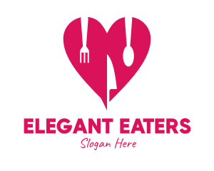 Silverware - Pink Heart Utensil Restaurant logo design