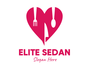 Heart - Pink Heart Utensil Restaurant logo design