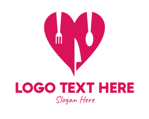 Shape - Pink Heart Utensil Restaurant logo design