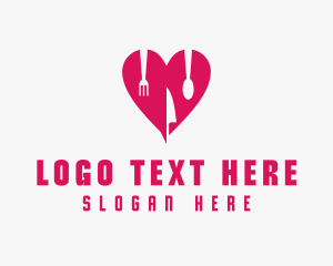 Pink Heart Utensil Restaurant logo design