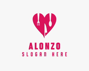 Pink Heart Utensil Restaurant logo design