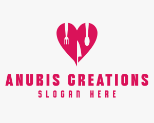 Pink Heart Utensil Restaurant logo design