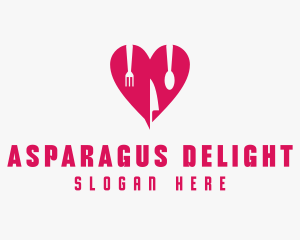 Pink Heart Utensil Restaurant logo design