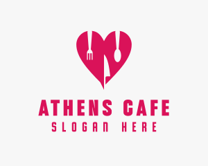 Pink Heart Utensil Restaurant logo design