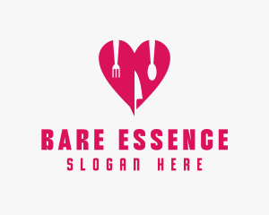 Pink Heart Utensil Restaurant logo design