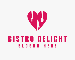 Pink Heart Utensil Restaurant logo design