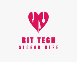 Pink Heart Utensil Restaurant logo design