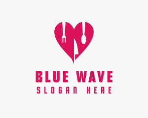 Pink Heart Utensil Restaurant logo design