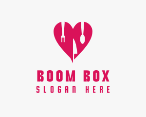 Pink Heart Utensil Restaurant logo design