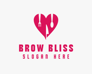 Pink Heart Utensil Restaurant logo design