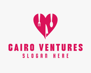 Pink Heart Utensil Restaurant logo design