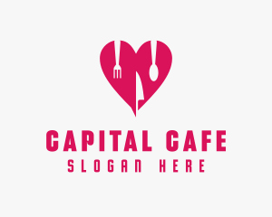 Pink Heart Utensil Restaurant logo design