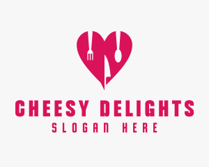 Pink Heart Utensil Restaurant logo design