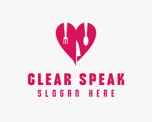 Pink Heart Utensil Restaurant logo design