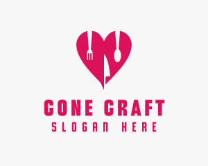 Pink Heart Utensil Restaurant logo design